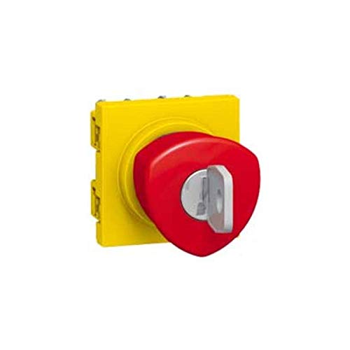 Poussoir coup de poing arrêt d'urgence Mosaic 2 modules NO+NF 3A 250V~ déverrouillable par clé - rouge et jaune-image